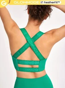 GLOWMODE FeatherFit™ Silky Luxe Cross Back Bra - Green - View 1