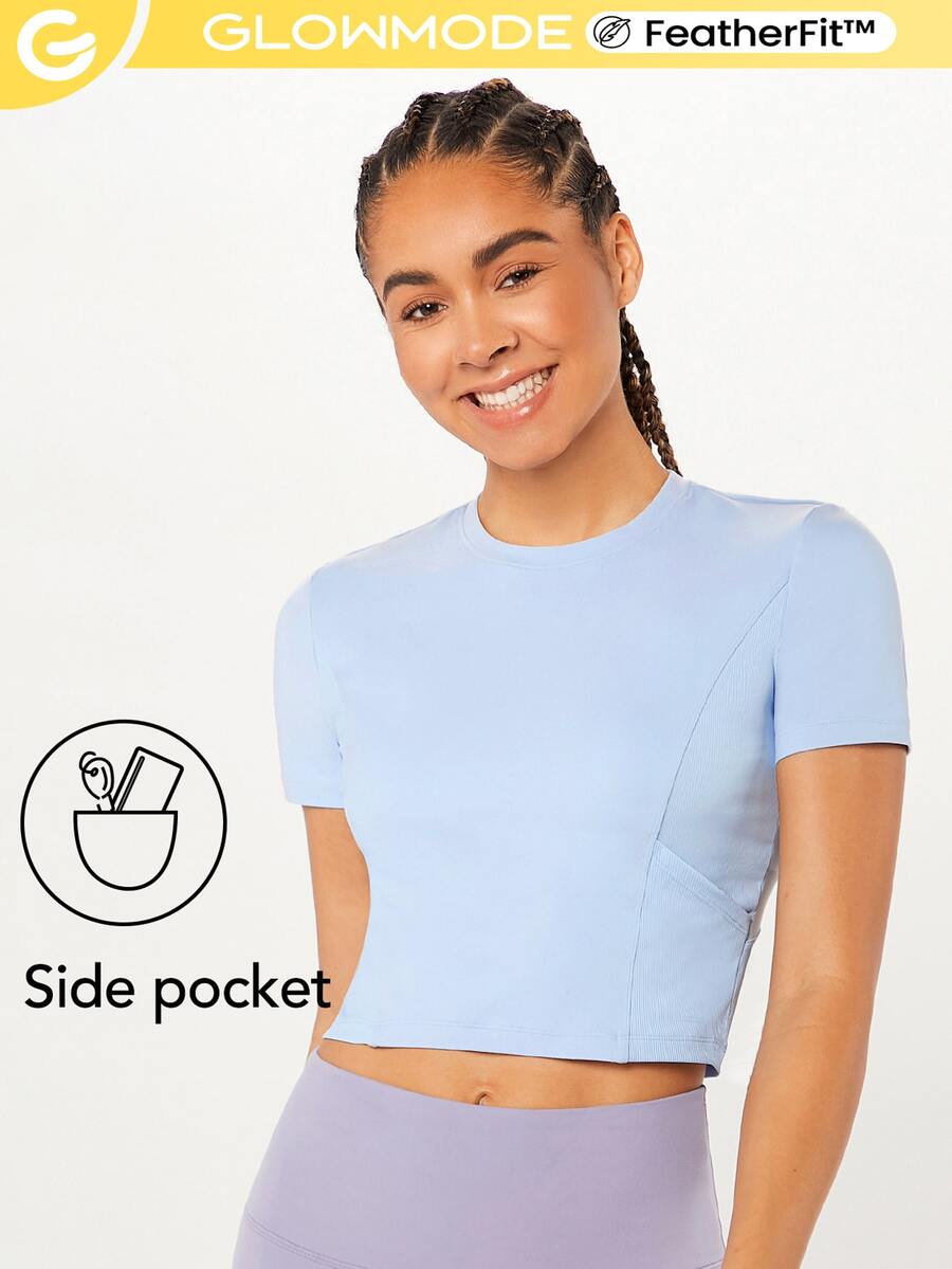 GLOWMODE Camiseta Contorneada Featherfit™ Con Bolsillo Lateral - Celeste - Ver 1