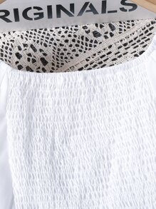 Girls Puff Sleeve Peplum Blouse - White - View 4