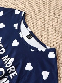 愛心和標語圖案睡裙