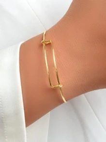 極簡開口手鐲 - 金黃色 - 查看 1