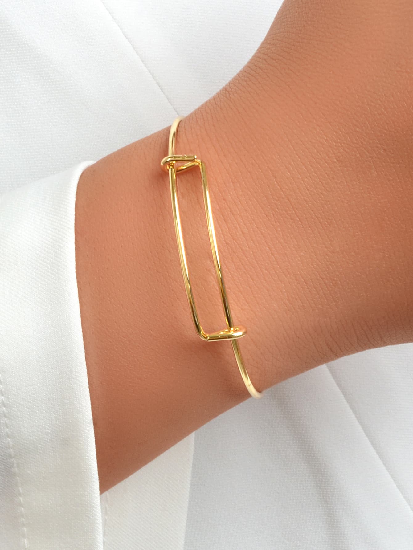 極簡開口手鐲 - 金黃色 - 查看 1