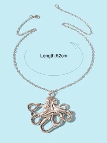 Octopus Charm Necklace - Silver - View 3