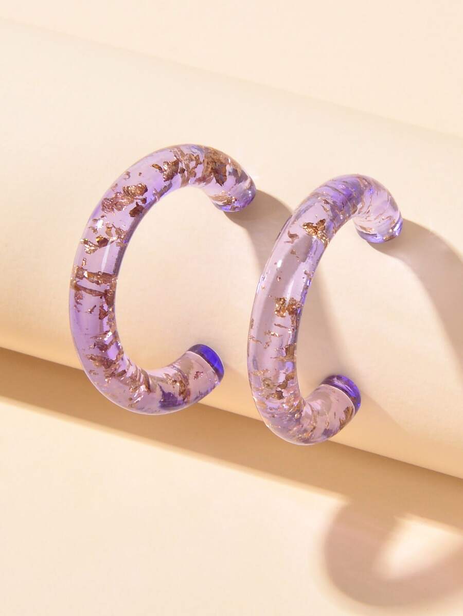 Hoa tai vòng tối giản - Màu tím - Xem 1