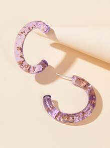 Hoa tai vòng tối giản - Màu tím - Xem 3