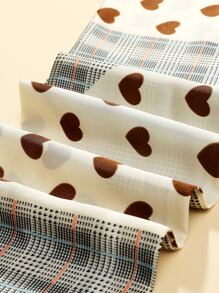 Heart & Plaid Print Skinny Scarf - Multicolor - View 4