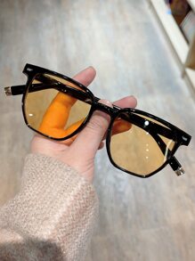 1 cặp kính thời trang nữ gọng vuông màu đen, chất liệu PC, có thể cá nhân hóa. - màu đen - Xem 1