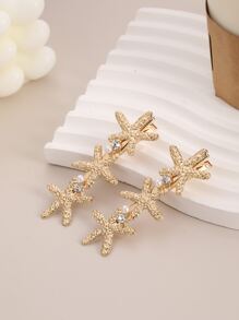 2 chiếc kẹp tóc hình sao biển bằng kim loại, đơn giản, đa năng, dùng để trang trí tóc, kẹp càng cua, kẹp tóc, đồ dùng học tập, phụ kiện tóc, phụ kiện đội đầu, phụ kiện tóc cho nữ, ghim cài tóc. - Vàng - Xem 7