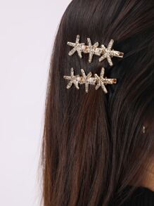 2 chiếc kẹp tóc hình sao biển bằng kim loại, đơn giản, đa năng, dùng để trang trí tóc, kẹp càng cua, kẹp tóc, đồ dùng học tập, phụ kiện tóc, phụ kiện đội đầu, phụ kiện tóc cho nữ, ghim cài tóc. - Vàng - Xem 10