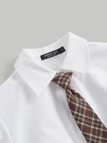 SHEIN MOD 翻蓋細節襯衫洋裝帶系帶