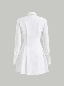 SHEIN MOD 翻蓋細節襯衫洋裝帶系帶