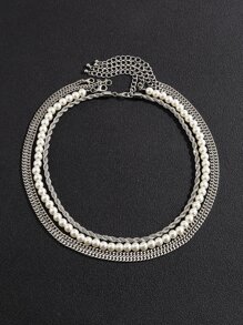 Vòng cổ đính cườm ngọc trai giả nam 4 chiếc - Nhiều màu - Xem 2