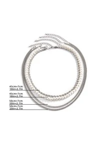 Vòng cổ đính cườm ngọc trai giả nam 4 chiếc - Nhiều màu - Xem 3