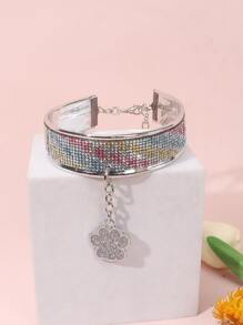 Pet Paw Print Pendant Necklace With Rhinestone Decor - Multicolor - View 1