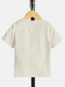 SHEIN Boys' Casual Loose Comfortable Versatile Coconut Tree Graphic Short Sleeve Top - Beige - View 5