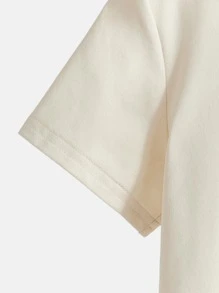 SHEIN Boys' Casual Loose Comfortable Versatile Coconut Tree Graphic Short Sleeve Top - Beige - View 4