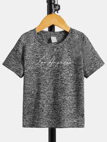 SHEIN Toddler Boys Letter Graphic Tee - Grey - View 5