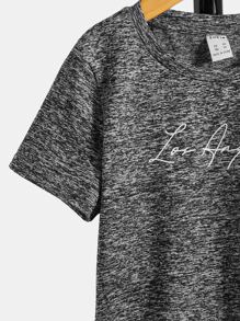 SHEIN Toddler Boys Letter Graphic Tee - Grey - View 4