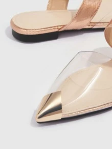 CUCCOO SZL Woman Shoes Metallic Snakeskin Embossed Flat Mules For Spring And Summer - Gold - View 3