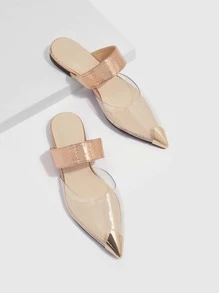 CUCCOO SZL Woman Shoes Metallic Snakeskin Embossed Flat Mules For Spring And Summer - Gold - View 4