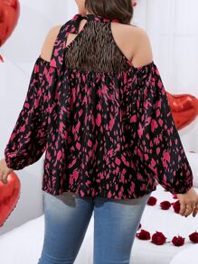 SHEIN LUNE Blusa con estampado de hombros descubiertos - Multicolor - Ver 2