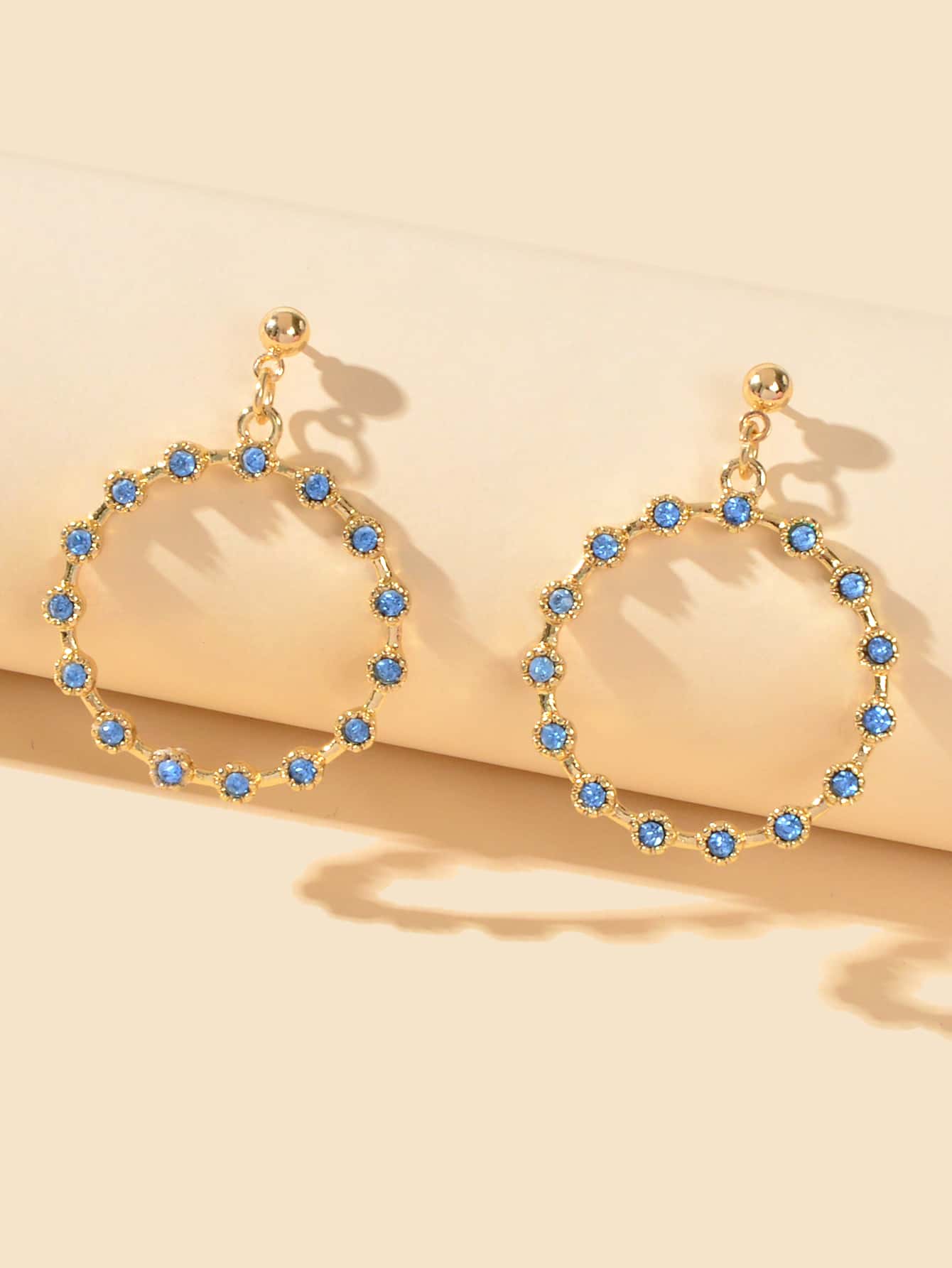 Rhinestone Decor Earrings - Yellow Gold - View 1