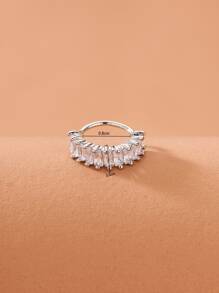 Cubic Zirconia Decor Nose Ring Copper Popular Piercing Body Jewelry Gift For Women & Men - Silver - View 3