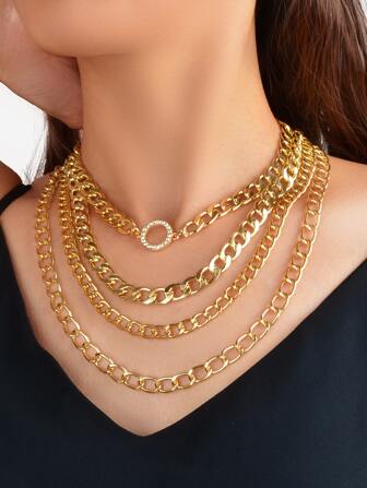 水鑽裝飾多層次項鍊