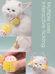 1pc Two Tone Random Pet Massage Brush - Multicolor - View 5