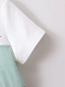 SHEIN Toddler Boys Letter Graphic Colourblock Tee & Shorts - Multicolor - View 4