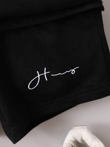 SHEIN Toddler Boys Letter Graphic Colourblock Tee & Shorts - Multicolor - View 5