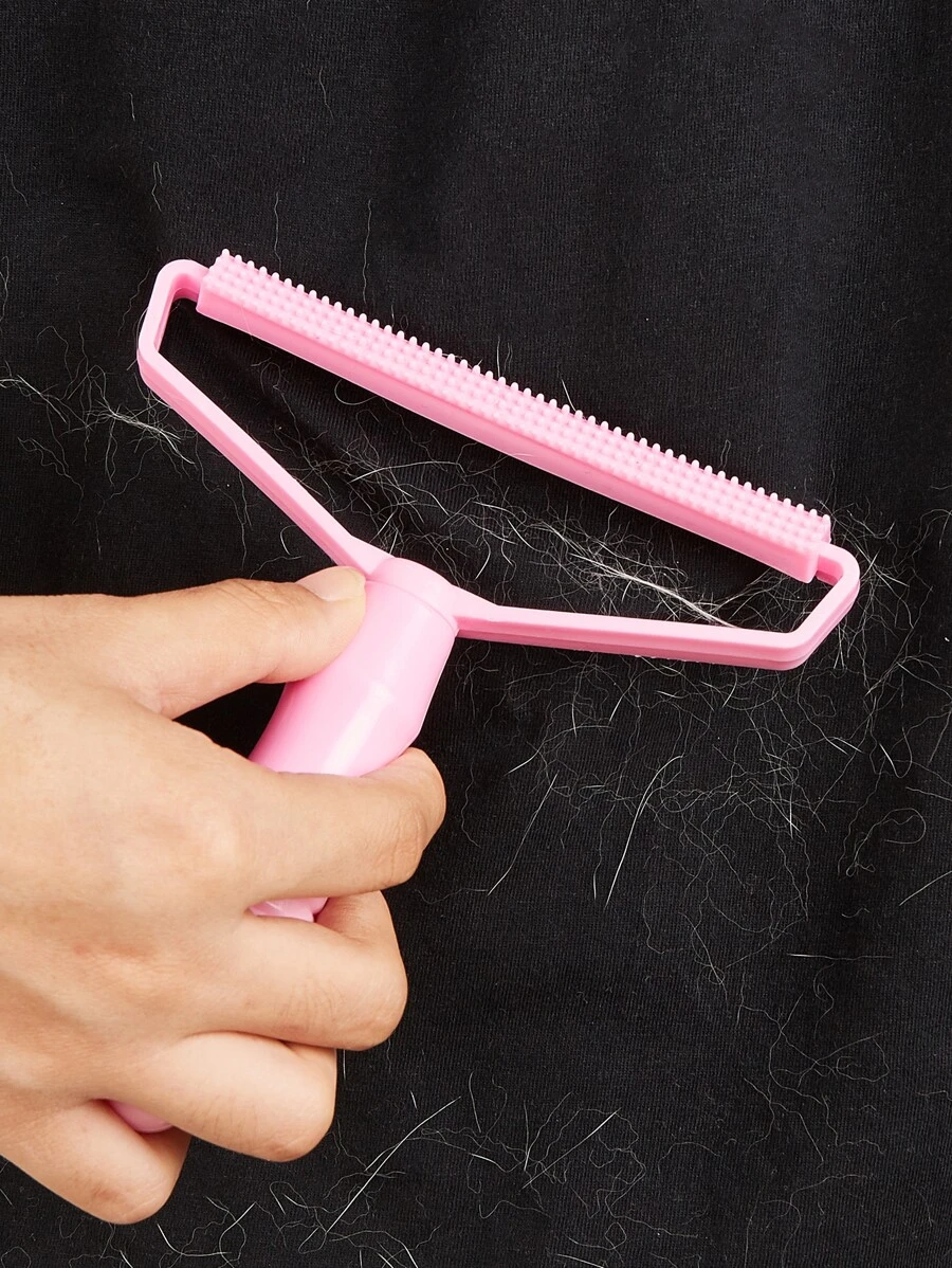 1pc Solid Color Pet Hair Removal Tool - Pink - View 1