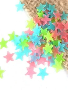 100pcs Star Shaped Glow In The Dark Decorative Pebble - Multicolor - View 1