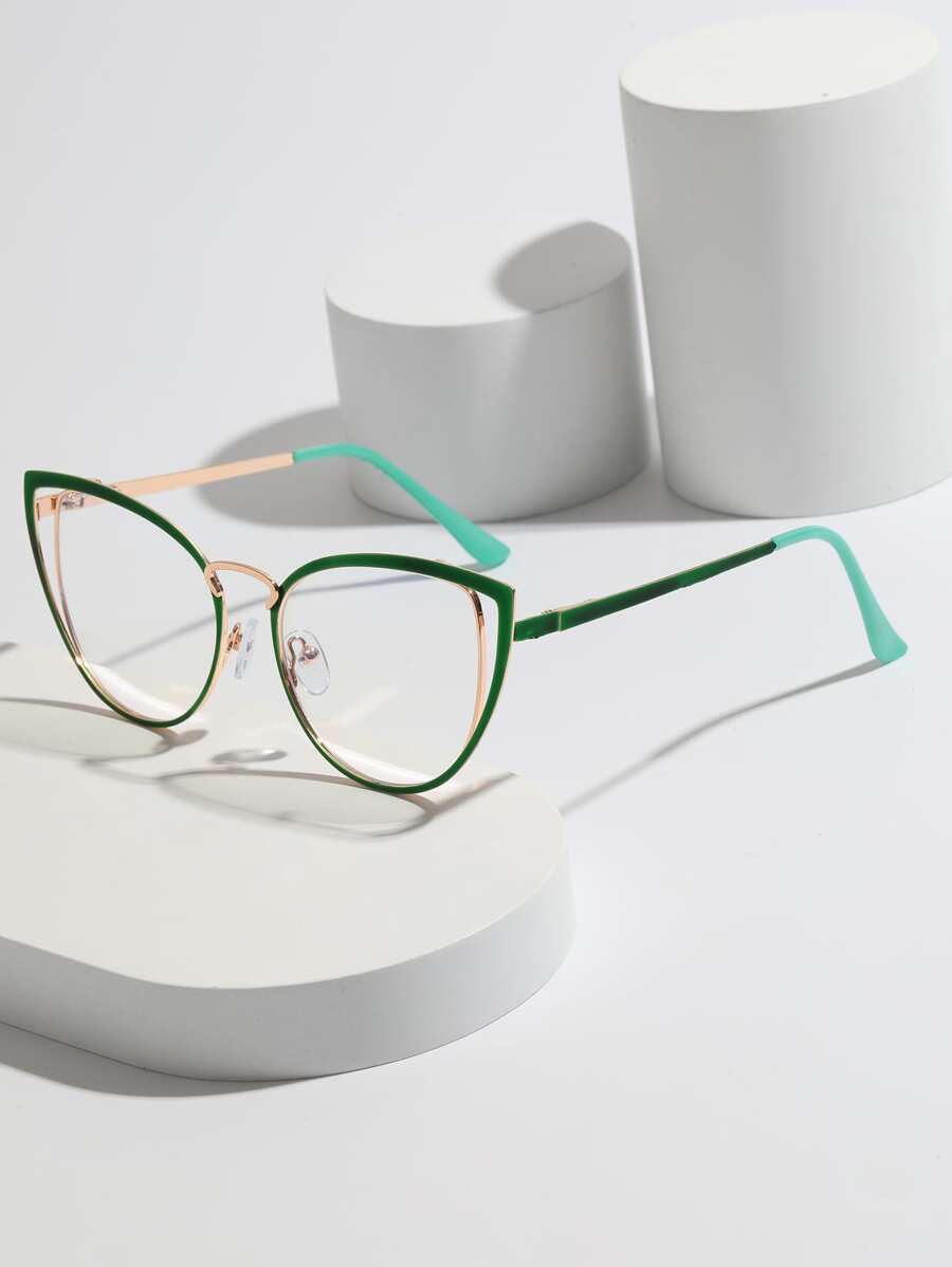 Cat Eye Eyeglasses - Green - View 1