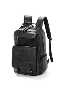 搭扣裝飾功能背包 - 黑色 - 查看 1