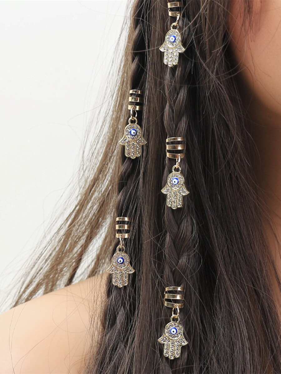 5 cái Evil Eye Chi tiết Vòng tay quyến rũ - Vàng - Xem 1