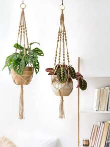 1入組流蘇邊植物架 - 棕色 - 查看 3