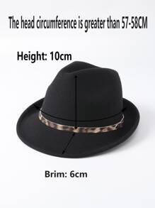 Sombrero fedora con estampado de leopardo con diseño de cinturón - Negro - Ver 6