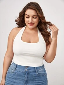 SHEIN BASICS Hơn Đồ đan Ribbed Áo hai dây - trắng - Xem 1