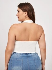 SHEIN BASICS Hơn Đồ đan Ribbed Áo hai dây - trắng - Xem 2