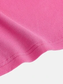 SHEIN BASICS Plus Solid Halter Bodycon Dress - Pink - View 7