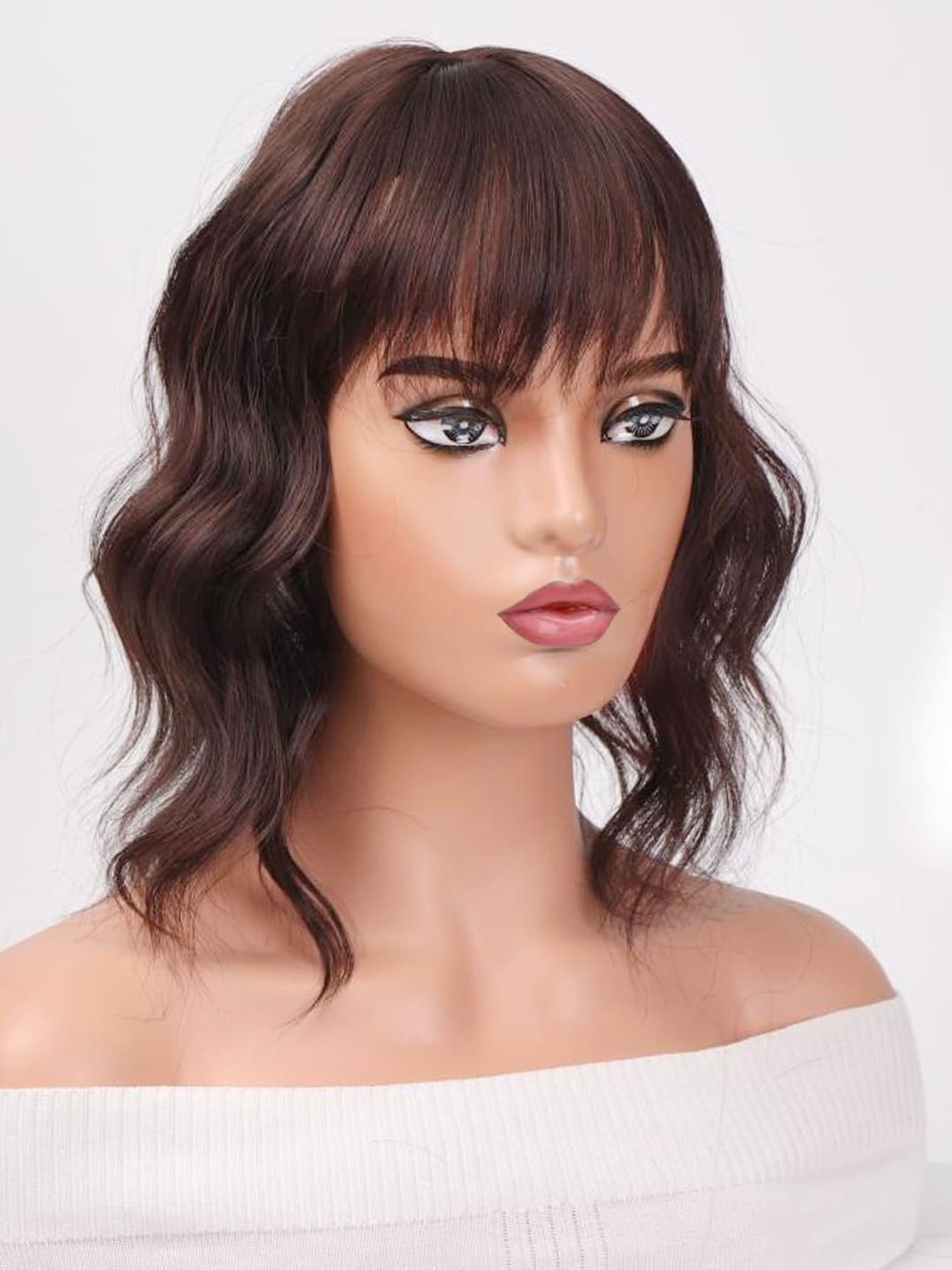 Short Curly Synthetic Hair Topper - Dark Brown - View 1