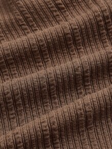 SHEIN ICON Asymmetrical Hem Cold Shoulder Tee - Mocha Brown - View 4