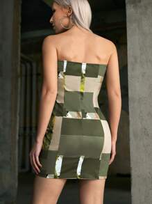 SHEIN ICON Gorpcore Grommet Lace Up Front Tube Dress - Multicolor - View 2