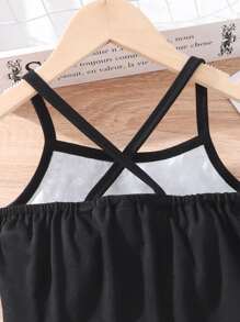 青少年女孩佩斯利印花吊帶上衣和運動褲