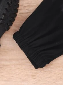 青少年女孩佩斯利印花吊帶上衣和運動褲