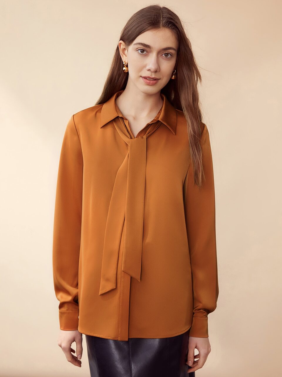 MOTF SATIN TIE-NECK SHIRT