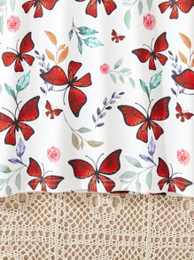 SHEIN Vestido De Cami Para Niña Con Estampado De Mariposas - Blanco - Ver 3
