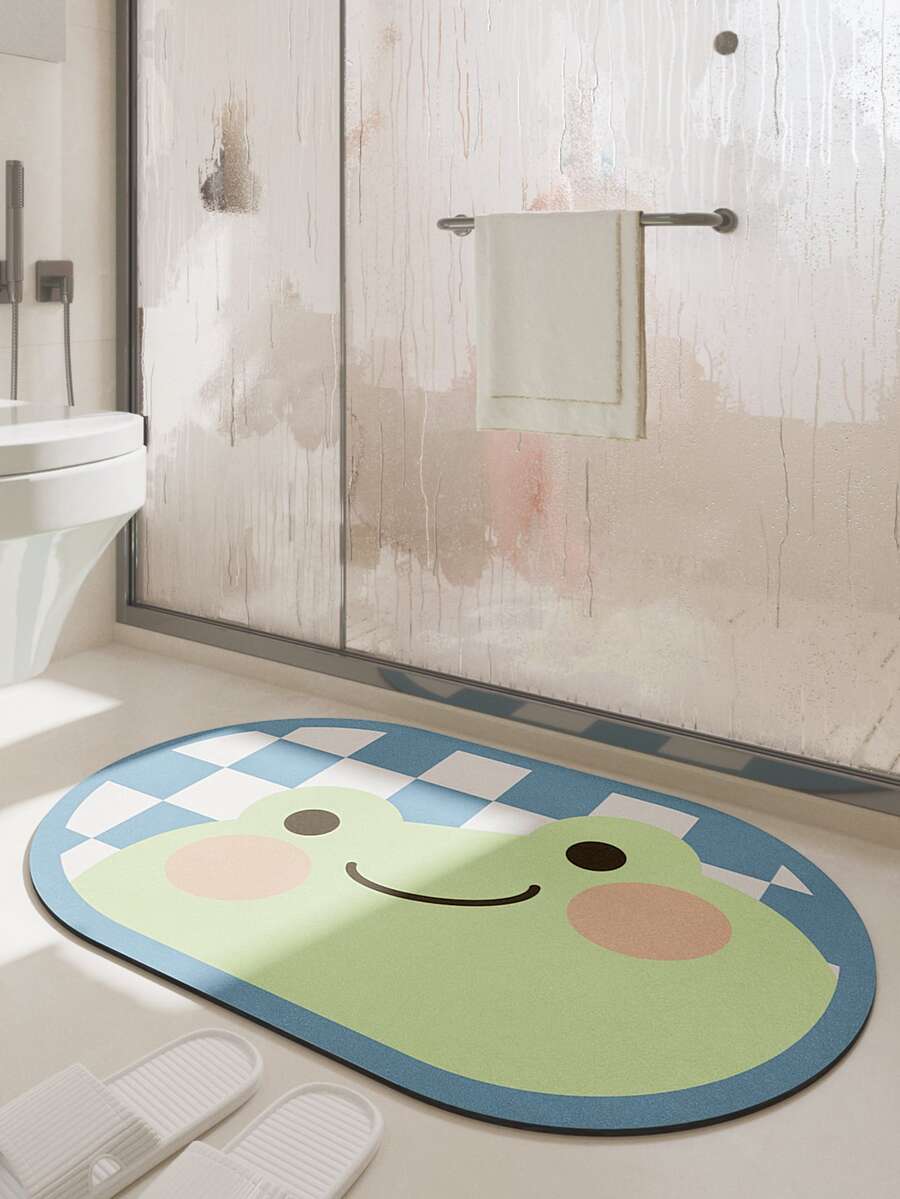 1pc Cute Bathroom Rug, Cartoon Animal Non-Slip Bath & Shower Mat, Colorful Door Mat, Home Decor Accessories - Multicolor - View 1