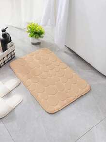 1 pieza/Set de 3 piezas Alfombra de baño de piedra beige con relieve, de alta rebote y absorbente, antideslizante, set individual o de 3 piezas, decoración de baño, alfombra de piso, alfombra de exterior, felpudo, decoración de otoño, accesorios de baño, decoración de entrada